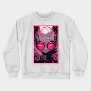 Aesthetic Anime Girl Pink Rosa Black | Quality Aesthetic Anime Design | Premium Chibi Manga Anime Art Crewneck Sweatshirt